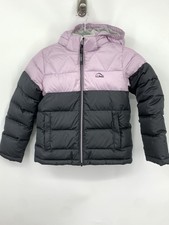 LL Bean Kids Size Small 8 Jacket Down Quilted Puffer Purple Black Coat Girl SPOT