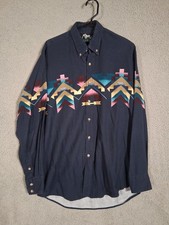 Vtg Roper Western Shirt Mens XL Aztec Borders Southwest Geometric