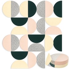 24 Pack Semicircular Cork  Felt Bulletin Board Tiles - Wall Pin Board with 5...