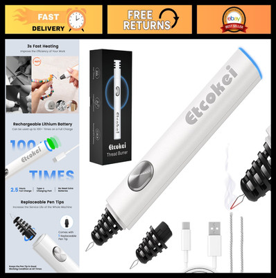 Rechargeable Thread Burner Tool with Replacement Tip - Cautery Pen for Sewing, B