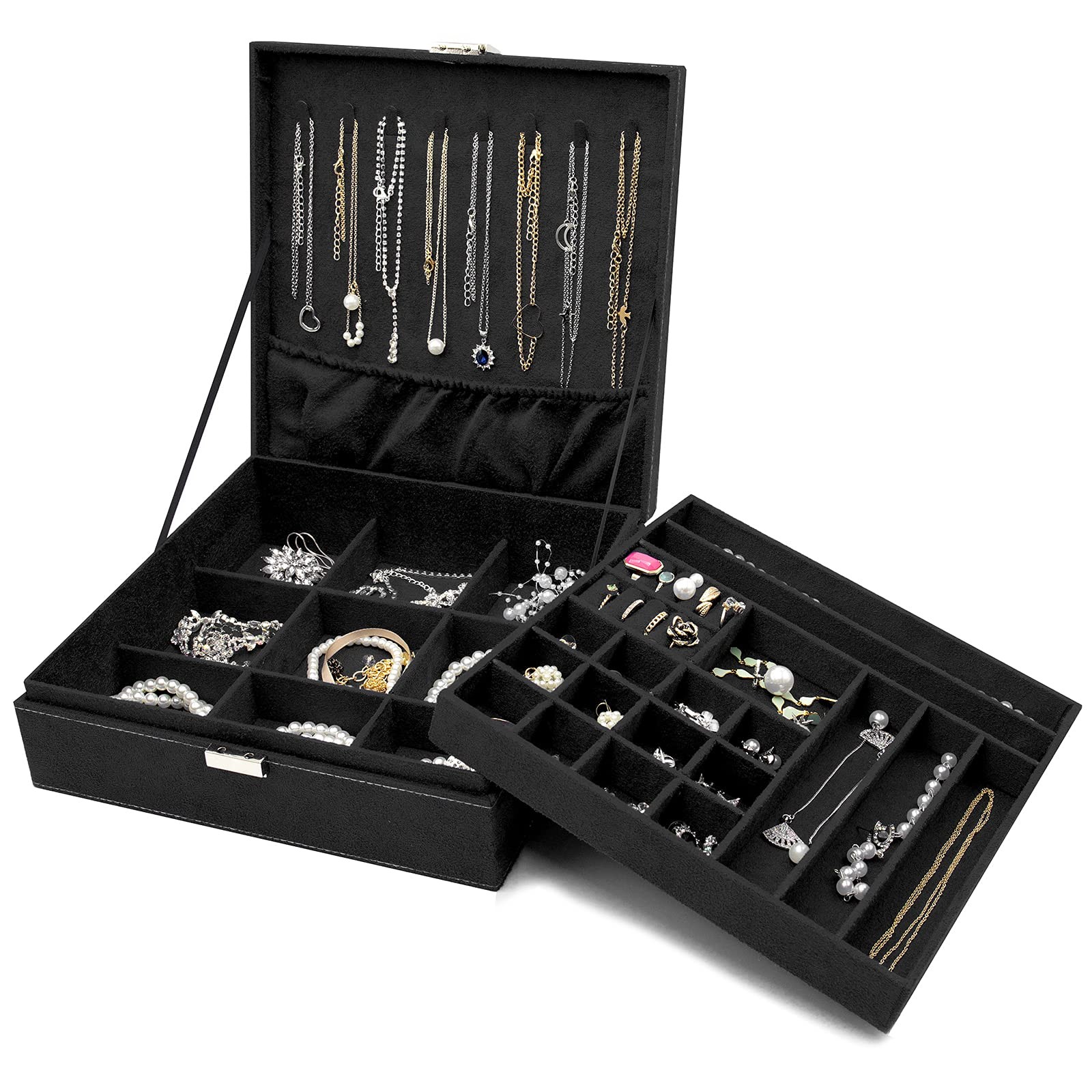 ProCase Jewellery Box Organiser, 2 Tiers Large Jewellery Boxes Storage Cases for