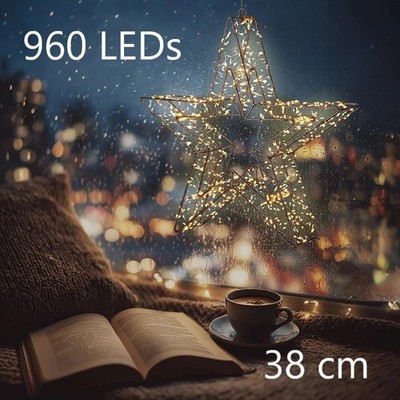 NEU 3D LED Lichterstern Firework Effekt warmweiß für Deko Weihnachten Fenster