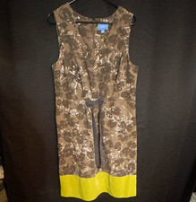 Simply Vera Vera Wang Dress Size 12 Brown Floral Colorblock Sleeveless Sheath