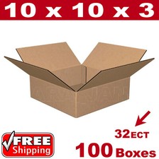 100 - 10x10x3 Cardboard Boxes Mailing Packing Shipping Box Corrugated Carton