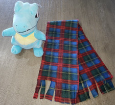SMALL BOYS RED BLUE GREEN YELLOW PLAID FLEECE SCARF 28 INCH POKEMON DINO PLUSH