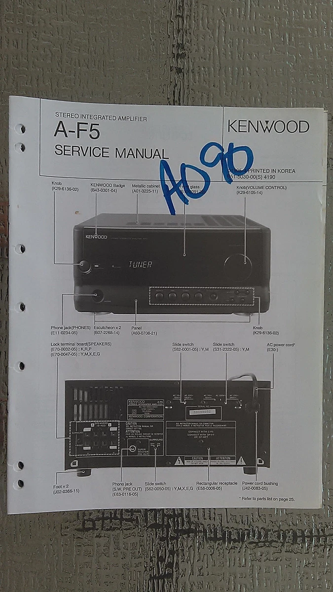 Kenwood A-F5 Service Manual Original Repair Book Stereo Amp.