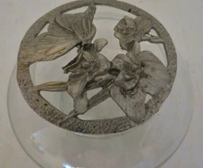 Vintage Potpourri  Glass Jar Pewter Lid - Butterfly & Flowers - EUC