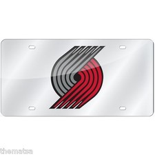 PORTLAND TRAILBLAZERS LOGO NBA BASKETBALL SILVER LASER LICENSE PLATE MADE IN USA