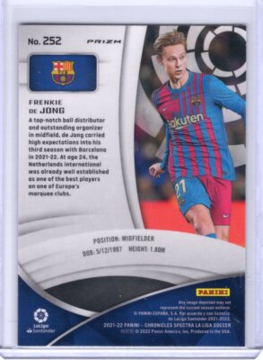 Frenkie De Jong RC 2021-22 Chronicles Spectra BARCELONA Purple