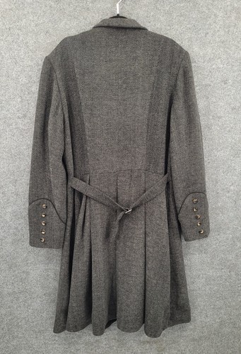 Neo Ludwig Wool Blend Coat Mens Large Gothic Steampunk Lined Gray Herringbone - Picture 18 of 21