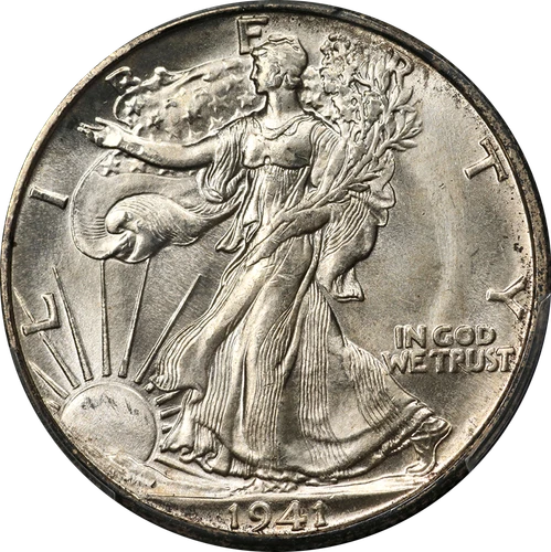 1941-D Walking Liberty Half PCGS MS66 Blazing White Gem Strong Strike