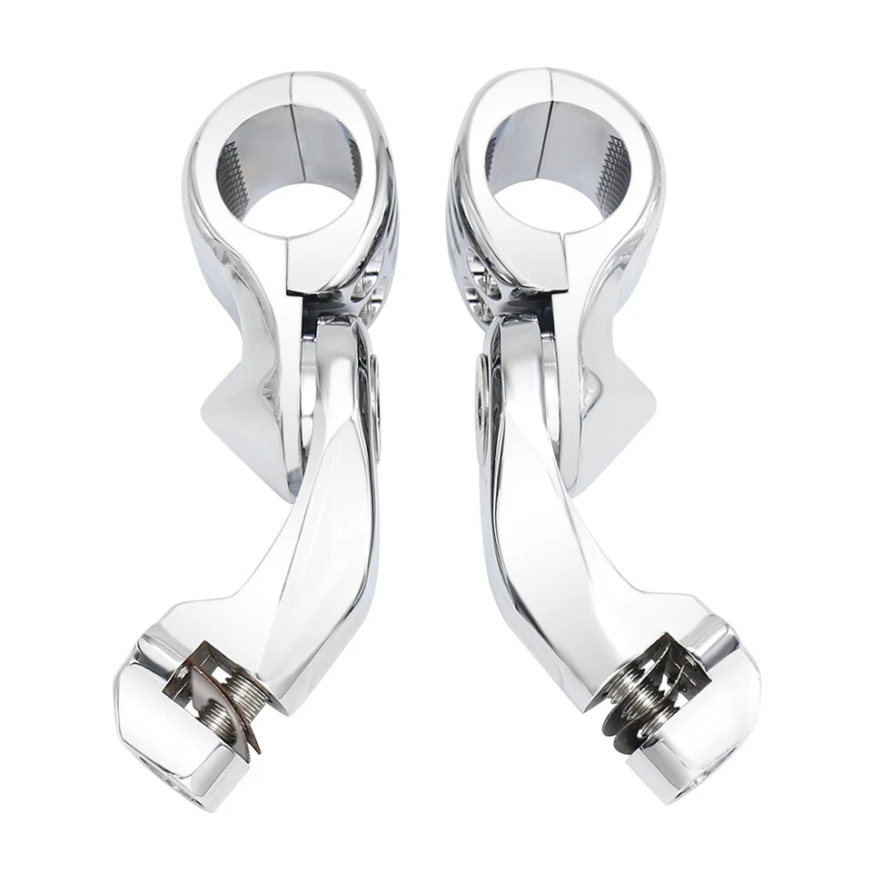 Para Harley Touring - Clavijas de pie Soporte Abrazadera Ángulo largo 1-1/4" Barra de carretera Foto 2 de 4