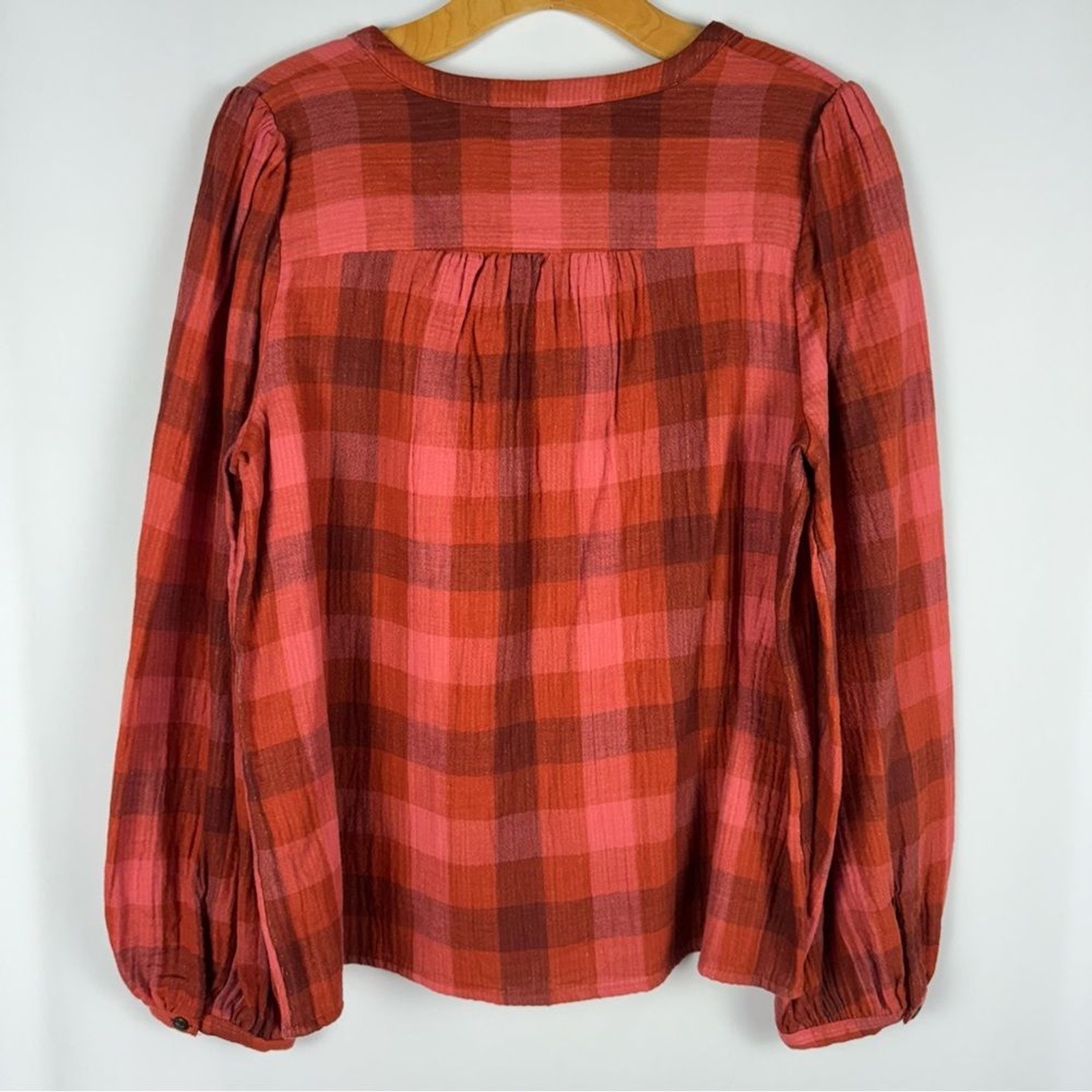 Universal Thread Red Plaid Cotton Button Down - image 5