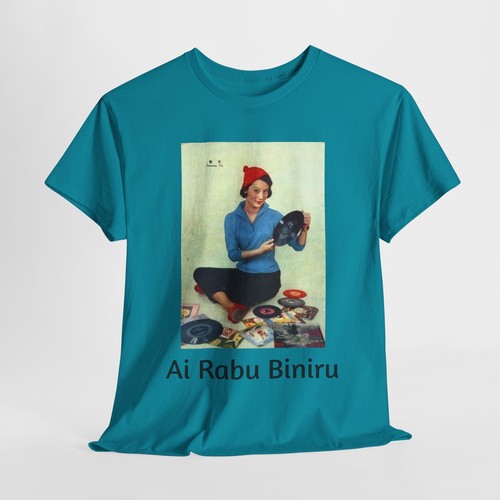 Japanese Young Woman Record Collector Ai Rabu Binīru T-Shirt, Music Lover Gift, - Picture 69 of 109