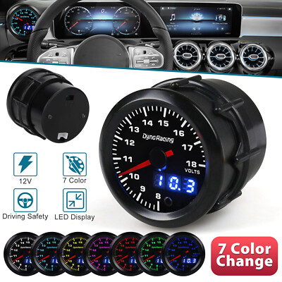 2'' 52mm Universal Mechanical 7 Color LED Digital Car Voltage Meter Gauge 8~18V
