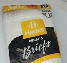 Vintage Hanes Briefs 3 Pack White Size 38 100 Cotton Whitey Tighties 1997 New