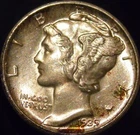 1939-D Mercury Dime Gem BU Uncirculated Full Bands
