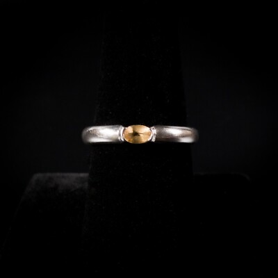 Yellow Marquise Cut Stone n Gypsy Flush Setting  925 Silver US 8.75