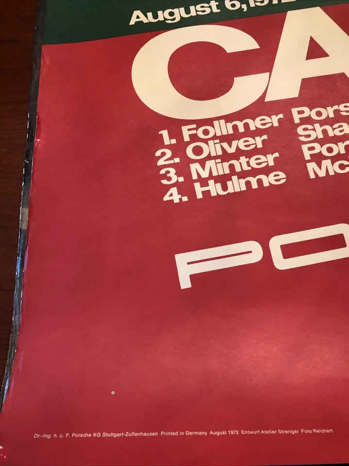 IMPRESIONANTE PÓSTER VINTAGE Porsche Mid Ohio Can-Am 1972 original Foto 3 de 4