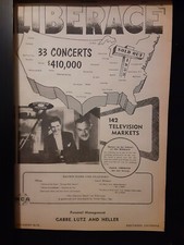 Liberace Rare Original 1953 Tour Promo Poster Ad Framed!