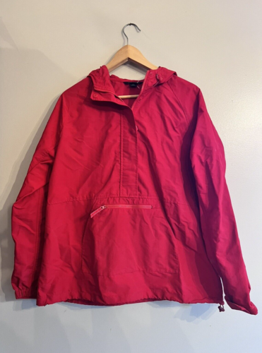 LANDS' END Kids Mountain Hooded Anorak Jacket Coat Red Large 14 16 - Picture 1 of 4