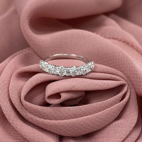 Bague de mariage empilable 14 carats diamant taille brillant ronde 0,50 ct diamant cultivé en laboratoire - Photo 4 sur 14