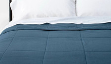 Hearth Hand with Magnolia 1PC Full/Queen Solid Quilt 100 Cotton Shell - NAVY