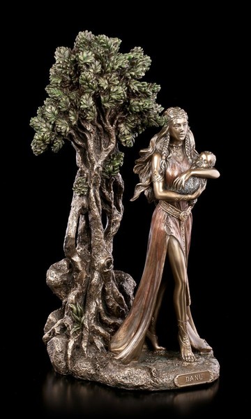 Danu Figur - Keltische GöTtin Mit Baby - Veronese Skulptur Bronziert Deko-image