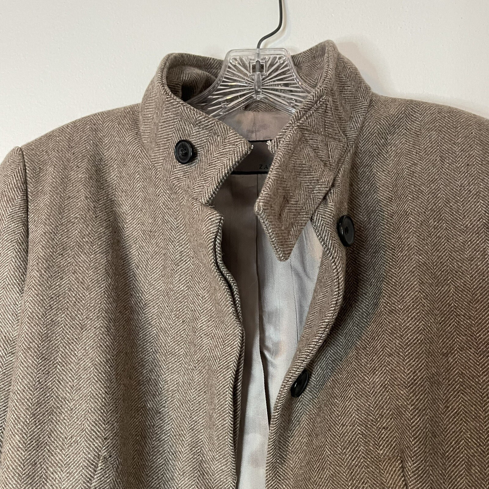 ZARA BASIC Outerwear Long Wool Jacket Womens Medi… - image 2