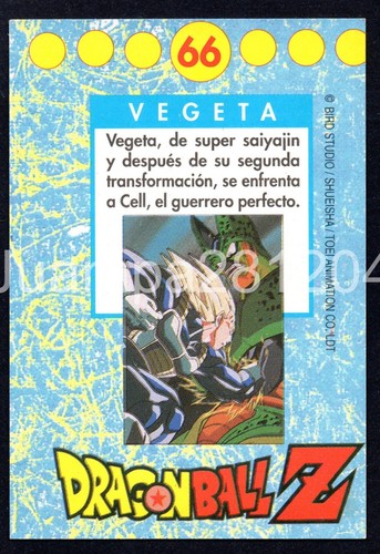 VEGETA #66 CROMO DRAGON BALL Z TRADING CARDS SERIE 1 AZUL 1996 PANINI - Picture 2 of 2