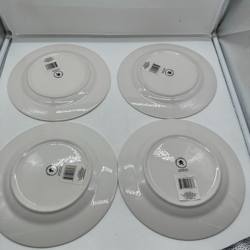 NEW Royal Norfolk Dinner Plates Set of 4 Winter china Snowflake silver gray - Picture 3 of 4