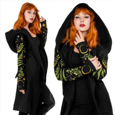 Pagan Hexe Kapuze Jacke Cardigan Restyle Farn Mantel Hoodie M L XL XXL XXXL