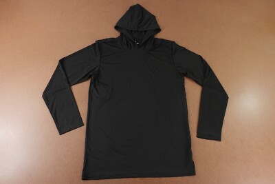 RealEssentials Men's Medium Black Lightweight Pullover Hooded Performance Tee