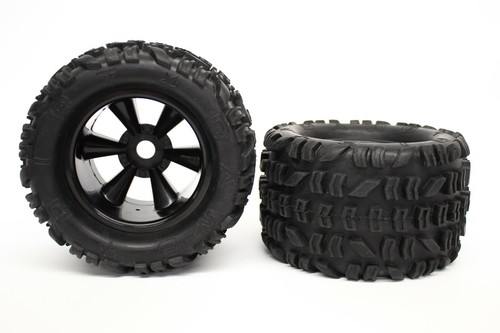 IMEX 3.2" Dirt Dawg Tires & Hawk Black Rims (1 Pair) 17/14mm Hex - Picture 3 of 9