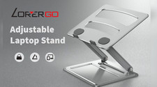 Laptop Stand Adjustable Foldable Silver Laptop Riser for 10-15.6  Up to 17.6lbs