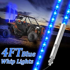 2 Pack Led Whip Lights Lighted Whips for UTV Blue Color Led CB Antenna 4ft Optic