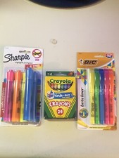 School Supplies Sharpies, Bic Highlighter And Crayons H8