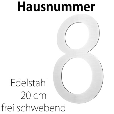 Edelstahl Hausnummer 20 cm Hausnummernschild Hausnummer 8 Schild Gross 2D V2Aox
