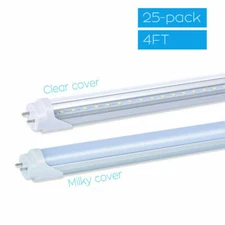 25 PACK T8 LED 4FT 22W Fluorescent Tube Light Bulbs 22W 6000K CLEAR MILKY LENS