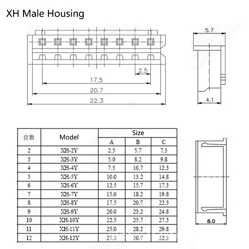 XH2.54mm Male&Female Housing Plug Connector Terminal Crimp 2P/3P/4P/5P/6P/7P/8P - Image 2 of 4