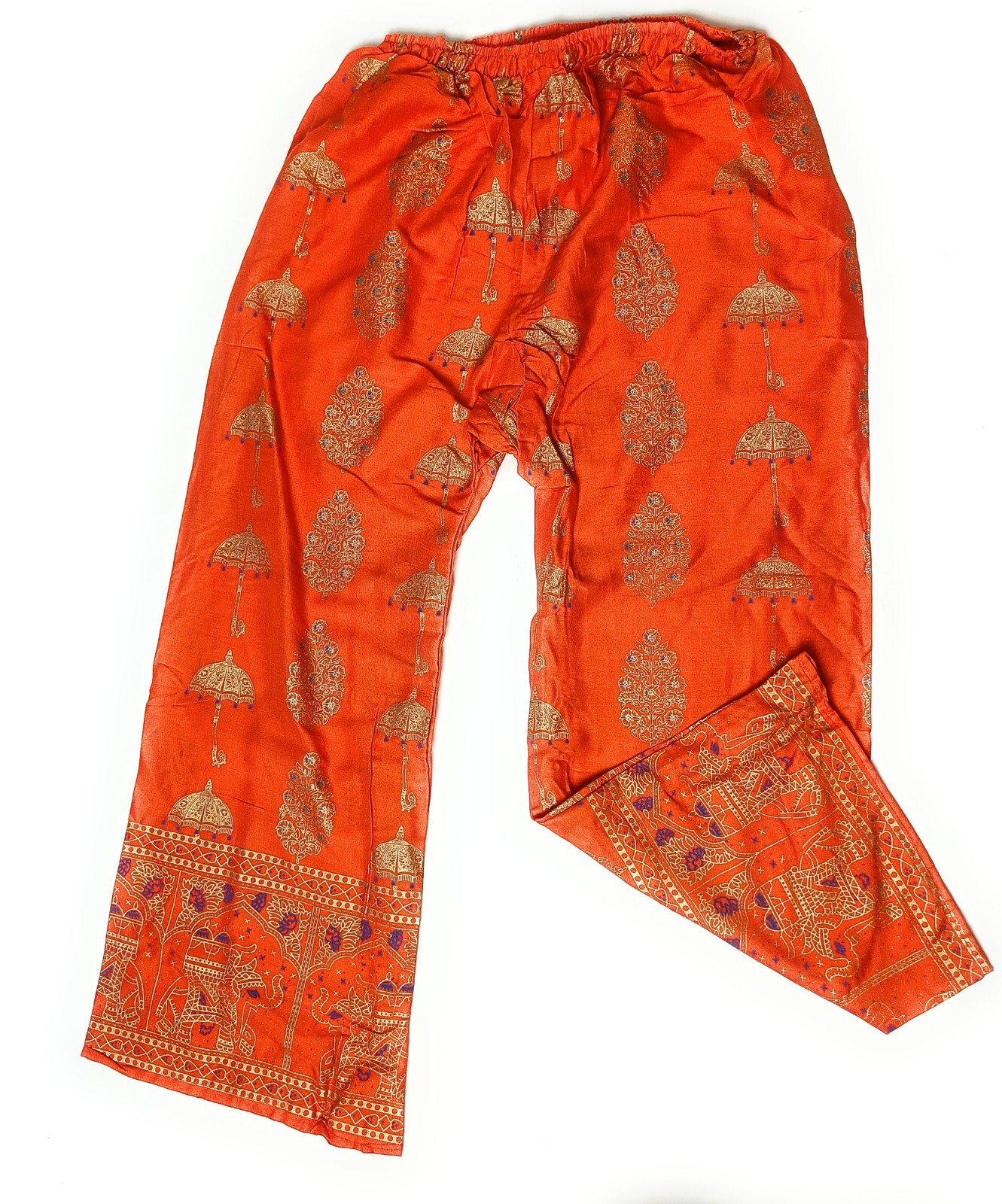 Elephant Hippy Boho Beach Trousers Rayon Slouch Long pants Size M UK