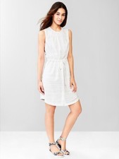GAP Women's Lightweight Summer Mini Dress - 100% cotton - White - Large (e130)