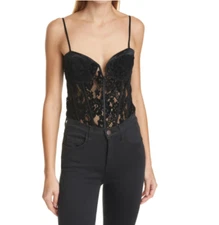 Cami NYC L41411 Woman's Anne Black Lace Velvet Bodysuit Size XS (0-2)
