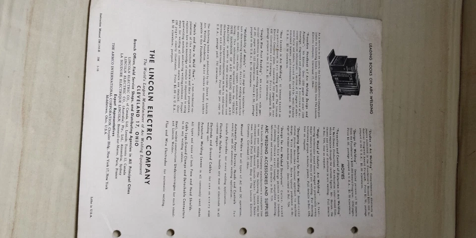 1956 LINCOLN IM-140-E LISTA RICAMBI ~ SCUDO ARCO SAE-300 AMPERE SALDATORE S-7078 - Immagine 3 di 4