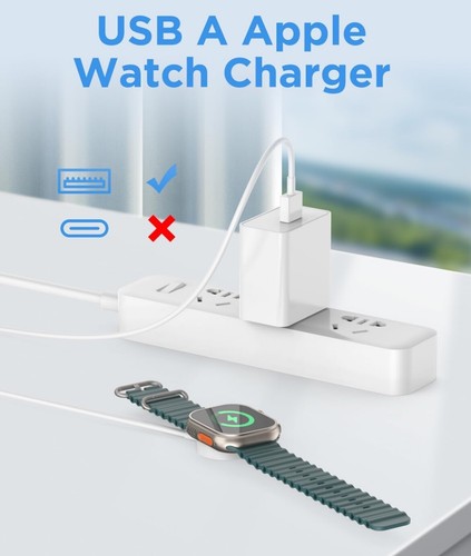 Genuine Apple Watch Series Ultra SE 9/8/7/6/5/4/3 Magnetic Charger USB-A Cable - Zdjęcie 22 z 26