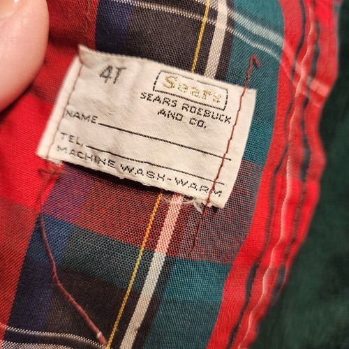 VTG Sears Roebuck Pea Coat Toddler 4T Red Plaid Double Breasted Holiday READ - Picture 8 of 11