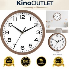 Stylish 8-Inch Battery-Operated Wall Clock with Big Numerals and Walnut Finish