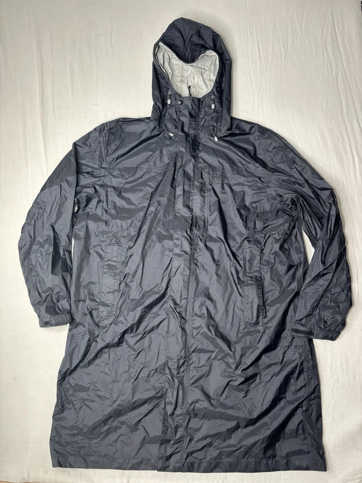 Men's LL BEAN Black Nylon Hooded Wind/Water Res Stadium Coat Size 2XL - Image 2 of 4