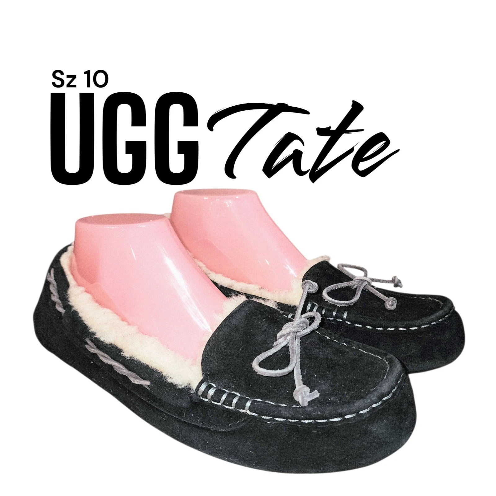 Mocassini mocassini UGG AUSTRALIA TATE taglia 10 S N 1010644 neri scamosciati shearling accoglienti