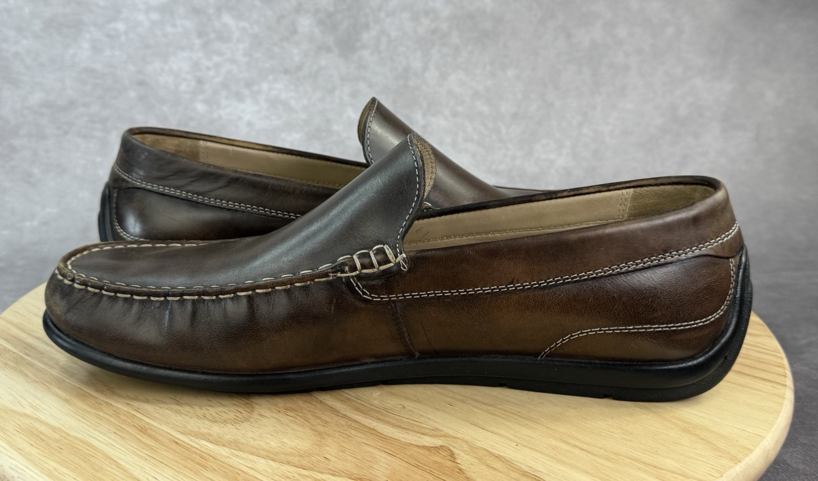 SAOLA Ecco mocassini scarpe eleganti uomo US 10 10.5 EU 44 pelle marrone slip on